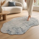 Tappeto moderno con motivo astratto 300 x 200 cm Forma irregolare Fondo antiscivolo Poliestere Grigio e blu Per soggiorno e camera da letto 5