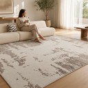 Tappeto moderno per soggiorno con motivo astratto 280 x 180 cm Tappeto in poliestere beige per soggiorno e camera da letto 4