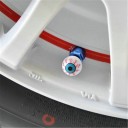 Tappi per valvole a forma di occhio 4 pz Accessorio decorativo per le ruote dell'auto Bianchi con venature rosse e iride blu Plastica ABS e rame 2