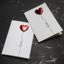 Tarjeta de papel con corazón rojo y el texto "love" 10 x 15 cm Tarjeta elegante para San Valentín, cumpleaños u otras ocasiones 2