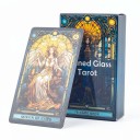 Tarotkort med 78 illustrationer i farvet glas-stil med dimensioner på 10,3 x 6 cm, der er velegnede til at fortolke fremtiden og personlig udvikling. 3