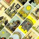 Tarotové karty s kovovou krabičkou balíček pro věštění osudu 10,3 x 6,2 cm kovové pouzdro kompaktní sada pro výklad tarot 2