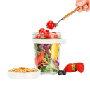 Tarro de cristal para alimentos de 350 ml con tapa y cuchara 12 x 9 cm Contenedor de aperitivos con cierre hermético Tarro de muesli Yogur para el trabajo Almuerzo escolar 3