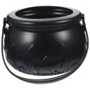 Tarro de plástico negro para caramelos con forma de caldero de bruja, decoración de Halloween, caldero de caramelos duradero, cubo de Halloween Carol para niños, 7 cm 2