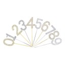 Tårtdekoration med siffror 0-9, guldglitter, 10,5 cm, årsdag, födelsedagsfest, tårtdekoration, 1 st beroende på variant 1