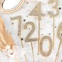 Tårtdekoration med siffror 0-9, guldglitter, 10,5 cm, årsdag, födelsedagsfest, tårtdekoration, 1 st beroende på variant 3