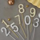 Tårtdekoration med siffror 0-9, guldglitter, 10,5 cm, årsdag, födelsedagsfest, tårtdekoration, 1 st beroende på variant 4