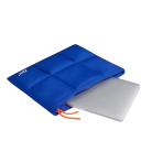Taška na notebook 13,3 až 14 palců polstrovaný obal na zip 36,5 x 28 cm s prošitím do polí a oranžovým poutkem modrý do batohu 2