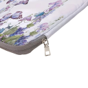 Taška na notebook 14 palců měkké pouzdro 38 x 26 cm s úchytkami a zipem s motivem květin i fialových motýlů na světlém podkladu 2