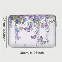 Taška na notebook měkké pouzdro 38 x 26 cm se zipem a motivem květin i fialových motýlů na světlém podkladu do batohu i do ruky 2