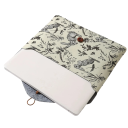 Taška na notebook obálkové pouzdro 36 x 25 cm s knoflíkem a gumičkou s motivem zajíců i rostlin na krémovém podkladu s plstěnou podšívkou 2