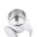 Tasse de mélange automatique avec couvercle 400 ml en acier inoxydable rechargeable tasse électrique blanche pour café cacao boissons 3