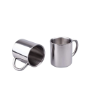 Tasse en acier inoxydable avec anse 200 ml en acier inoxydable de couleur argentée pour boire du café, du thé et d'autres boissons à la maison ou en déplacement 2