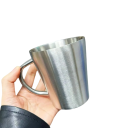 Tasse en acier inoxydable avec poignée 400 ml en acier inoxydable argenté pour café thé maison bureau voyage réutilisable 4