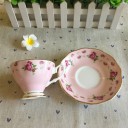 Tasse en céramique avec soucoupe motif naturel 2 pcs 2