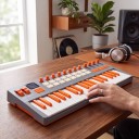 Tastiera MIDI con tasti bilanciati e sintetizzatore FM, 37 tasti, 16 pad RGB, display 1,54", grigio-arancione, per studio e performance dal vivo 7