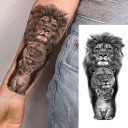 Tatouage temporaire étanche 21 x 11,4 cm Famille de lions Motif animal Application facile Tatouage résistant Design royal Symbole de force 2