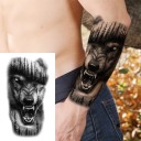 Tatouage temporaire étanche 21 x 11,4 cm Loup enragé dans les bois Motif sauvage Application facile Tatouage résistant Design animal Symbolique 2