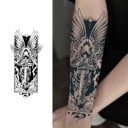 Tatouage temporaire étanche Chevalier Angélique 18 x 11 cm Tatouage corporel longue durée Tatouage avec motif de chevalier Tatouage artistique 2