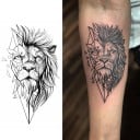 Tatouage temporaire étanche Lion géométrique 14 x 8 cm Tatouage faux sur le corps pour 15 jours 2