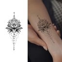 Tatouage temporaire étanche Lotus 17 x 8 cm Tatouage éphémère Durée 15 jours Fleur de lotus Design élégant Pour hommes et femmes Décoration corporelle 2