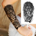 Tatuagem temporária à prova de água 21 x 11,4 cm Leão com rosa Motivação animal Aplicação fácil Tatuagem resistente Design real Simboliza força 2