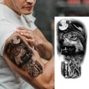 Tatuagem temporária à prova de água 21 x 11,4 cm Lobo uivando à lua Design selvagem Aplicação fácil Tatuagem resistente Design animal Simbologia 2