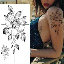 Tatuagem temporária à prova de água 9,6 x 19 cm Padrão floral delicado Design elegante e romântico Duração até 15 dias Aplicação fácil Tatuagem corporal 2