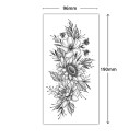 Tatuagem temporária padrão floral 19 x 9,6 cm Tatuagem à prova d'água para mulheres Tatuagem no corpo Duração até 15 dias Acessório estiloso para festivais 2