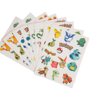 Tatuagens adesivas com tema Pokémon Tatuagem temporária à prova de água para crianças Adesivos corporais facilmente removíveis Pokémon Folhas com tatuagens adesivas para crianças, 3 pcs 1