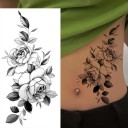Tatuaggio temporaneo impermeabile 9,6 x 19 cm Motivo floreale delicato Decorazione per il corpo femminile Tatuaggio adesivo per la pelle Design elegante 2