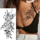 Tatuaggio temporaneo impermeabile 9,6 x 19 cm Motivo floreale delicato Decorazione per il corpo femminile Tatuaggio adesivo per la pelle Design elegante 2