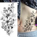 Tatuaggio temporaneo impermeabile 9,6 x 19 cm Motivo floreale delicato Decorazione per il corpo femminile Tatuaggio adesivo per la pelle Design elegante 2