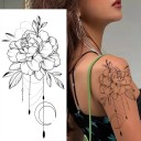 Tatuaggio temporaneo impermeabile 9,6 x 19 cm Motivo floreale delicato Decorazione per il corpo femminile Tatuaggio adesivo sulla pelle Design elegante 2