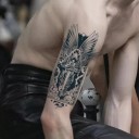 Tatuaggio temporaneo impermeabile Cavaliere Angelo 18 x 11 cm Tatuaggio duraturo per il corpo Tatuaggio con motivo di cavaliere Tatuaggio finto artistico 4