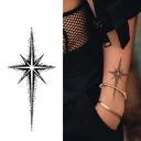Tatuaggio temporaneo impermeabile Stella a otto punte 12 x 6 cm Stile moderno Tatuaggio falso per il corpo Design geometrico Tatuaggio temporaneo resistente fino a 15 giorni 2