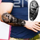 Tatuaj temporar impermeabil 11,5 x 21 cm Leu și războinic Forță curaj motiv realist Durează până la 15 zile Aplicare ușoară Tatuaj corporal 2