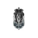 Tatuaj temporar rezistent la apă 11,5 x 21 cm Leu cu coroană regală Motiv modern realist Durată până la 15 zile Aplicare ușoară Tatuaj corporal 1