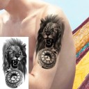 Tatuaj temporar rezistent la apă 11,5 x 21 cm Leu răcnitor Motiv modern realist Durează până la 15 zile Aplicare ușoară Tatuaj corporal 2