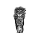 Tatuaj temporar rezistent la apă 21 x 11,4 cm Familia leului Motiv animal Aplicare ușoară Tatuaj durabil Design regal Simbol al rezistenței 1