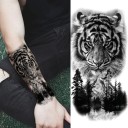 Tatuaj temporar rezistent la apă 21 x 11,4 cm Tigru, munți și pădure Motiv animal Aplicare ușoară Tatuaj durabil Design natural Simbol al forței 2