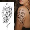 Tatuaj temporar rezistent la apă 9,6 x 19 cm Model de flori delicat Decorație corporală pentru femei Tatuaj adeziv pe piele Design elegant 2