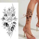 Tatuaj temporar rezistent la apă 9,6 x 19 cm Model de flori delicat Decorație corporală pentru femei Tatuaj adeziv pe piele Design elegant 2