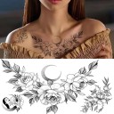Tatuaj temporar rezistent la apă 9,6 x 19 cm Model de flori delicat Decorație corporală pentru femei Tatuaj adeziv pe piele Design elegant 2