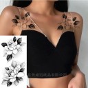 Tatuaje temporal resistente al agua de 9,6 x 19 cm con delicado patrón de flores para mujer, elegante decoración corporal, adhesivo para la piel. 2