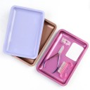 Tăviță metalică colorată 15x13 cm tăviță de depozitare rectangulară din oțel inoxidabil mai multe culori utilizare universală bol de servire acasă atelier 4
