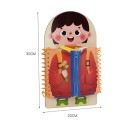 Tavola di Abbigliamento Montessori in Legno Ragazzo 30 x 20 cm Con bottoni, cerniera, fibbia, velcro e lacci Giocattolo educativo per bambini 3