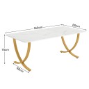 Tavolo da pranzo 160 x 80 x 75 cm Piano bianco con angoli arrotondati Gambe dorate ad arco incrociate a forma di X con basi piatte 8