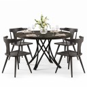 Tavolo da pranzo rotondo 74 x 119 x 3 cm Con piano di diametro 119 cm senza spigoli vivi e base ad arco incrociata Finitura nera 2