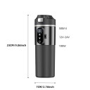 Taza calefactora para coche 12V 24V 500 ml 30–100 °C 15 A 80 x 220 mm Acero inoxidable 304 Pantalla digital Apagado automático Calentamiento 2